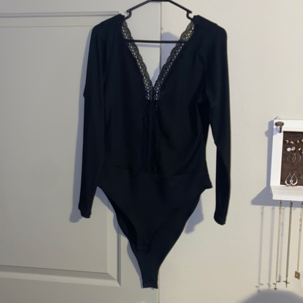 Black long sleeve body suit